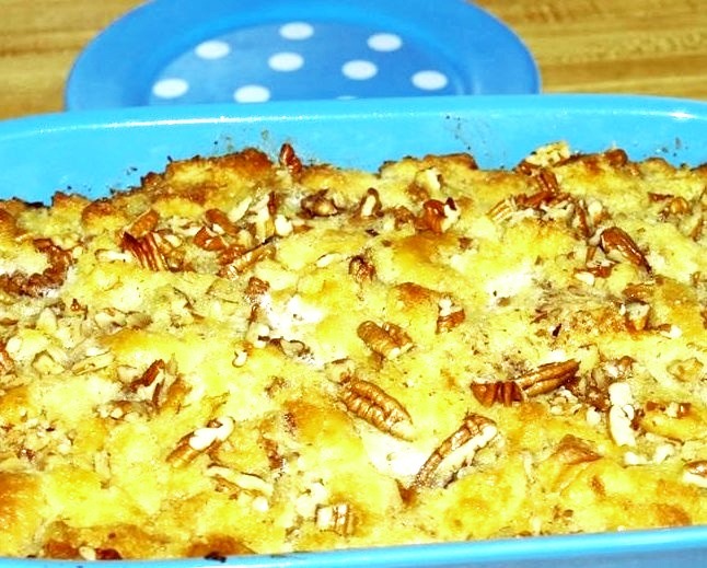 Bread Pudding Made with Cinnamon Rolls