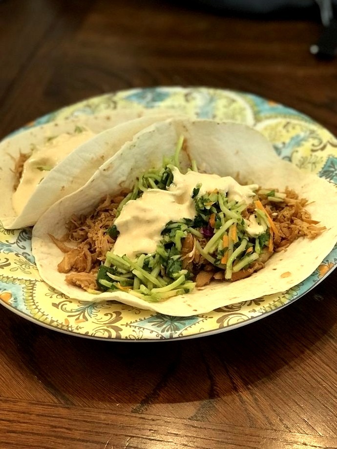 Slow Cooker Asian Chicken Tacos with Broccoli Slaw